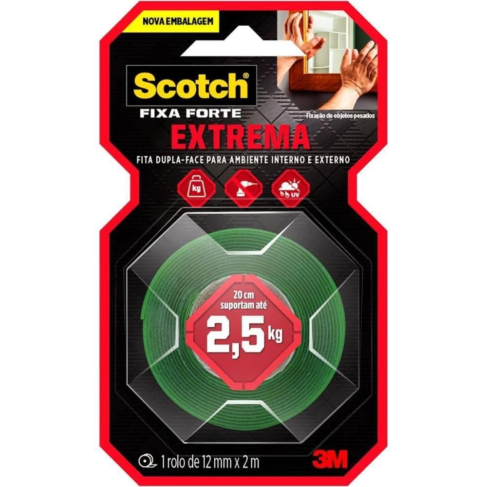 Fita Dupla Face Fixa Forte 12mmx2m Scotch 3m