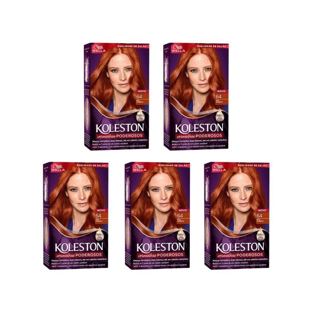 Coloraçao Koleston 64 Acaju Acobreado-Kit C/5Un