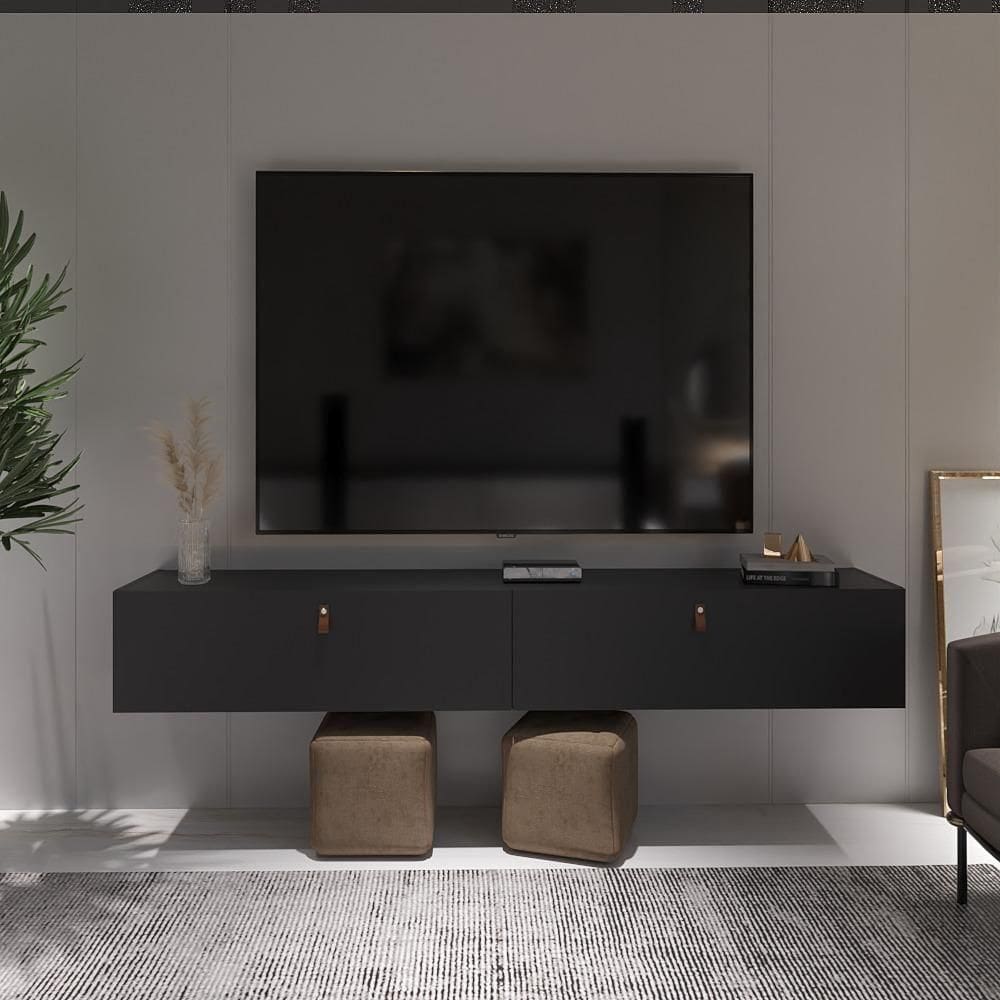 Rack Suspenso Para Tv Até 70 Polegadas 2 Portas Grécia 180cm Preto E Nature