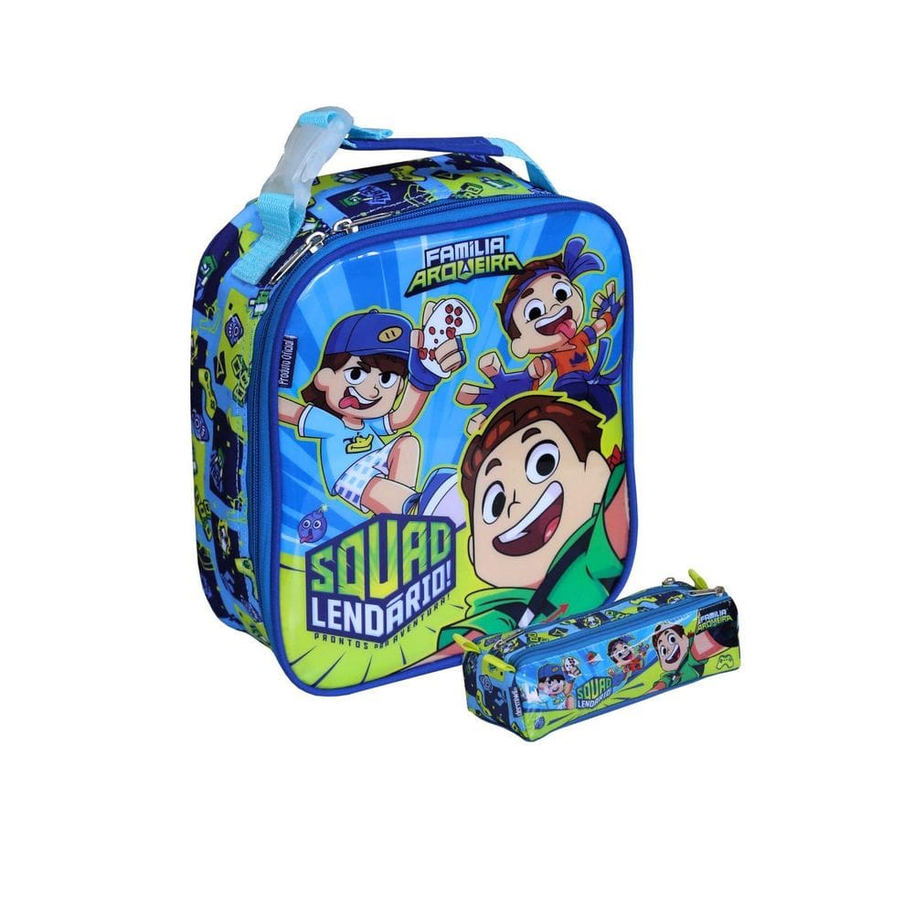 Kit Escolar Lancheira Térmica+Estojo Triplo Família Arqueira