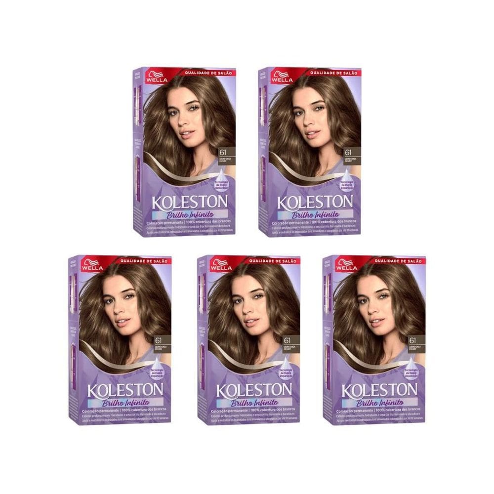 Coloraçao Koleston 61 Louro Cinza Escuro-Kit C/5Un