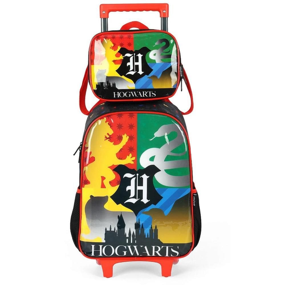 Kit Mochila Rodinhas Lancheira Luxcel Harry Potter Preto
