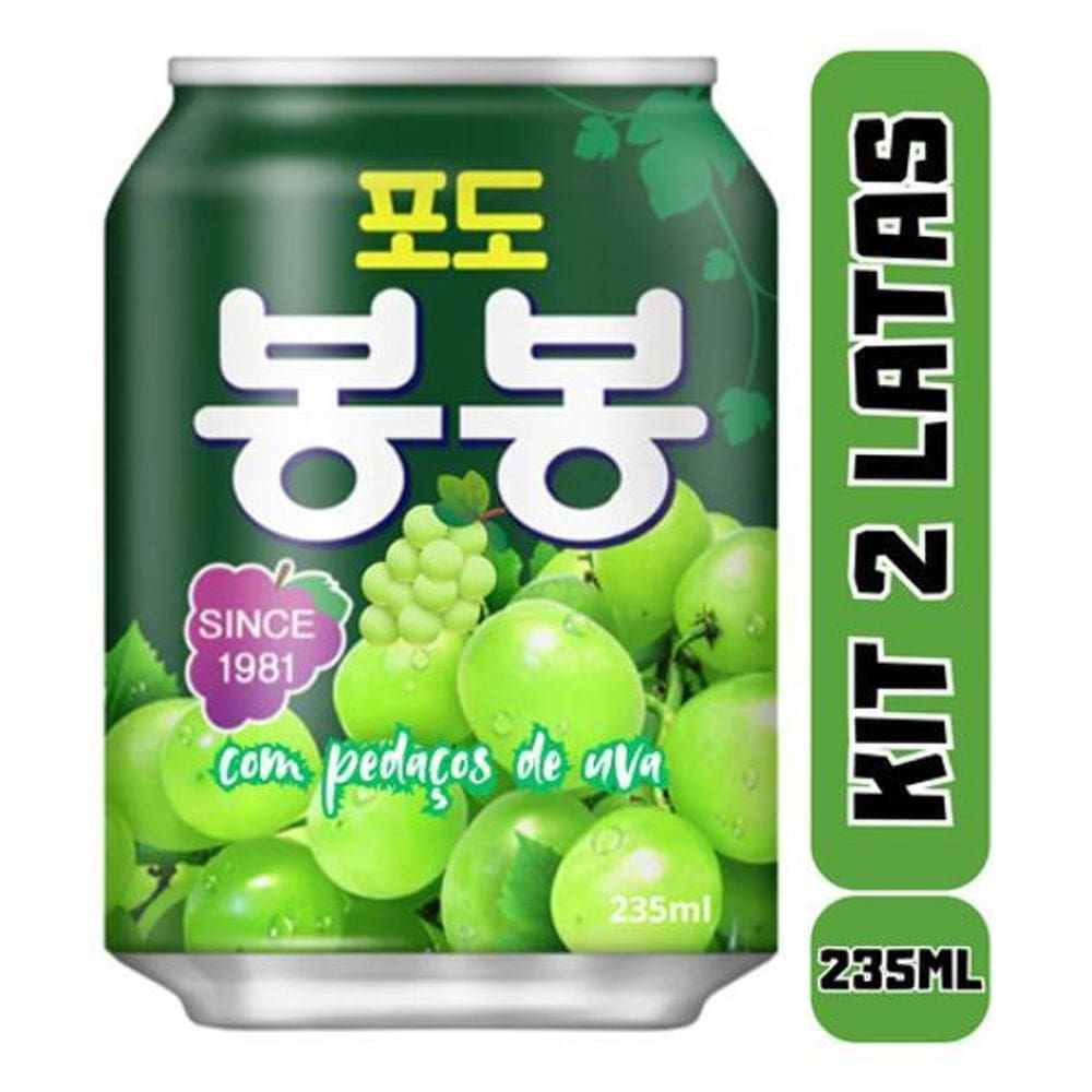 Kit 2 Latas Suco Bonbon Uva Verde Com Pedaços De Uva