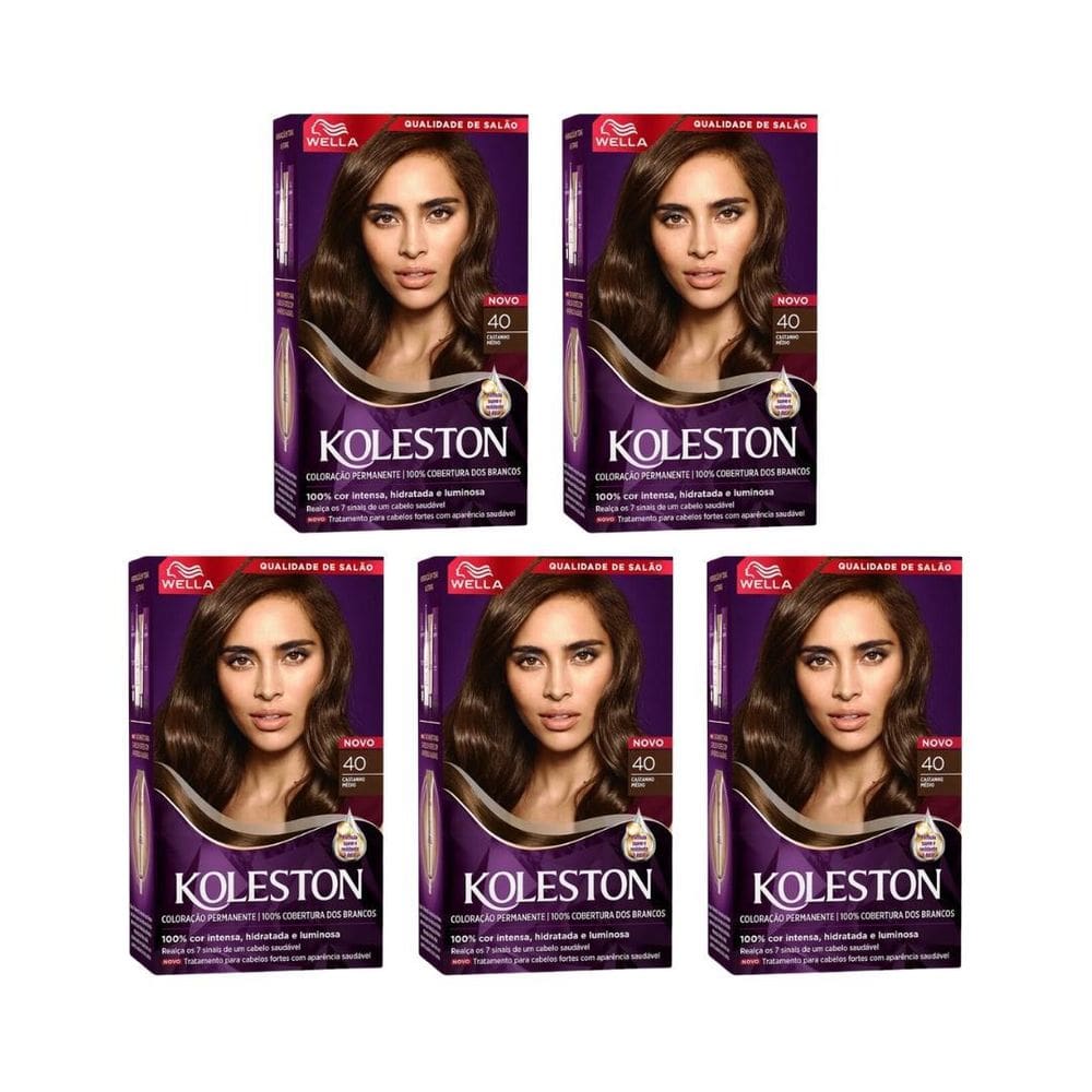 Coloraçao Koleston 40 Castanho Medio - Kit C/5Un