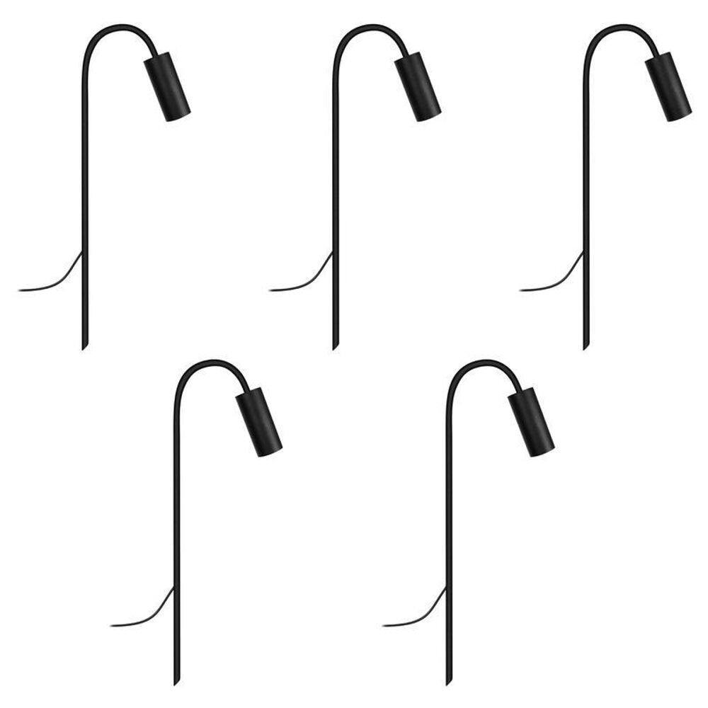 Kit 5 Balizadores Espeto De Jardim Escada Curvo Preto 50Cm