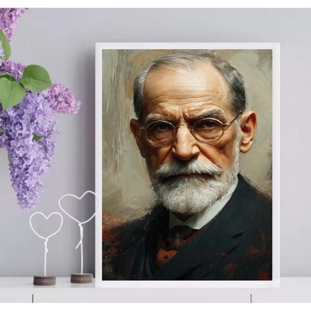 Quadro Sigmund Freud Estilo Pintura 24X18Cm