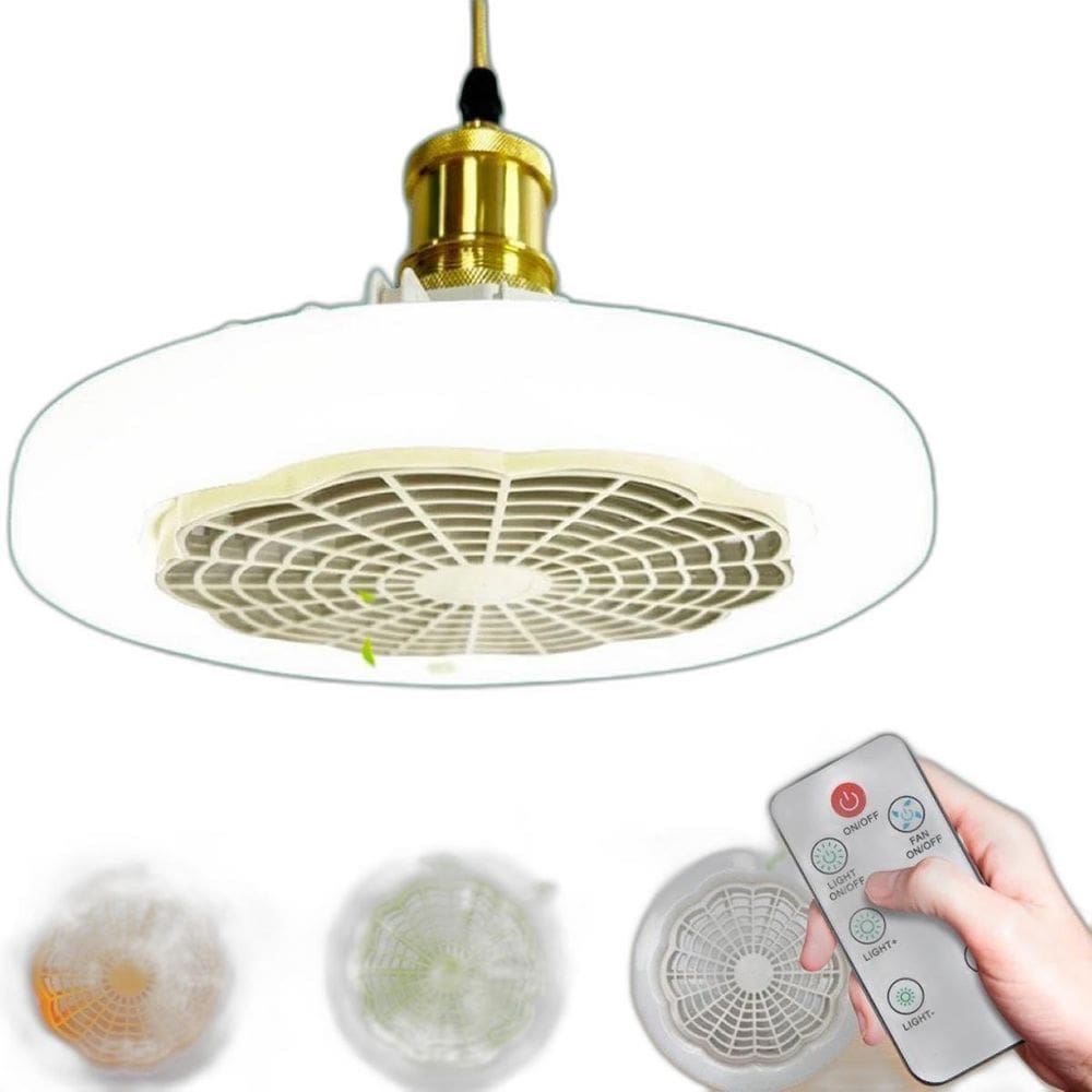 Ventilador De Teto Com Luz Led Ajustável E Controle E27
