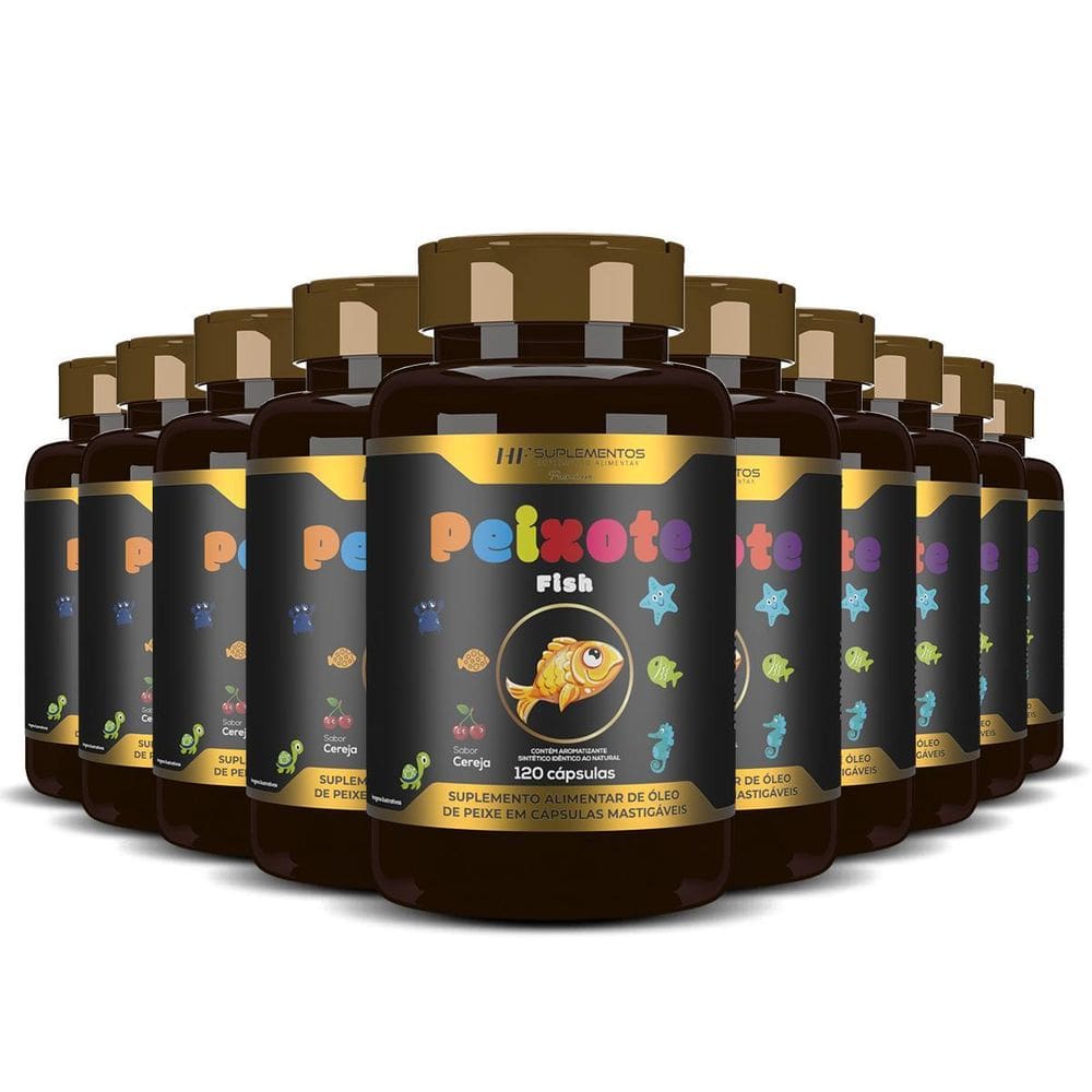 10X Peixote Omega 3 Kids Mastigavel 120Caps Hf Suplementos
