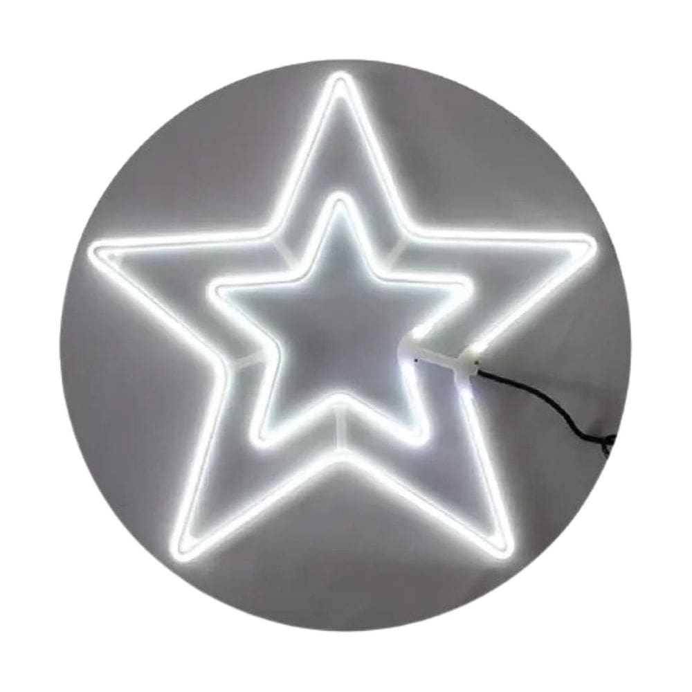 Pisca Pisca Natal Estrela Neon Branco Frio 8 Funções 127V