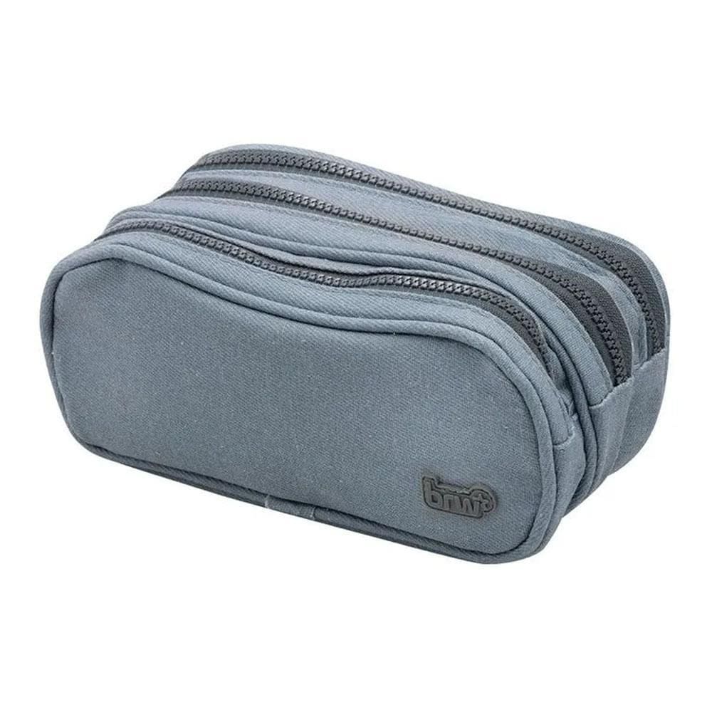 Estojo 3 Divisórias Escolar Nylon Jeans Cinza Brw