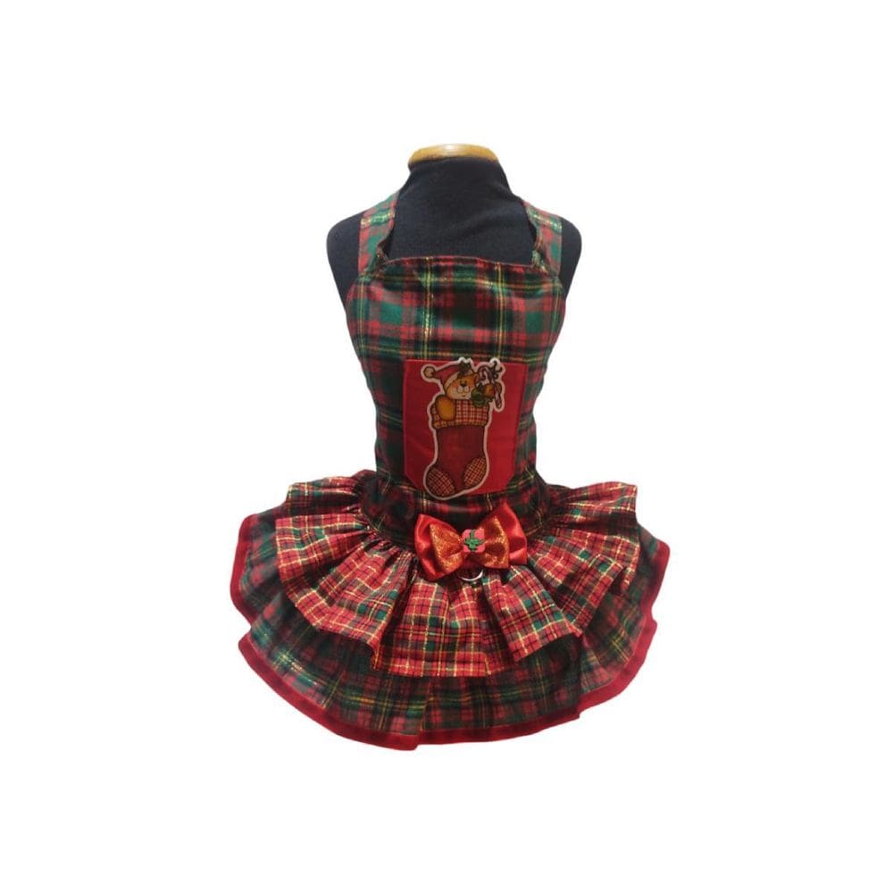 Vestido Pet Jardineira Temático Verde Natal Para Cães Tam 8