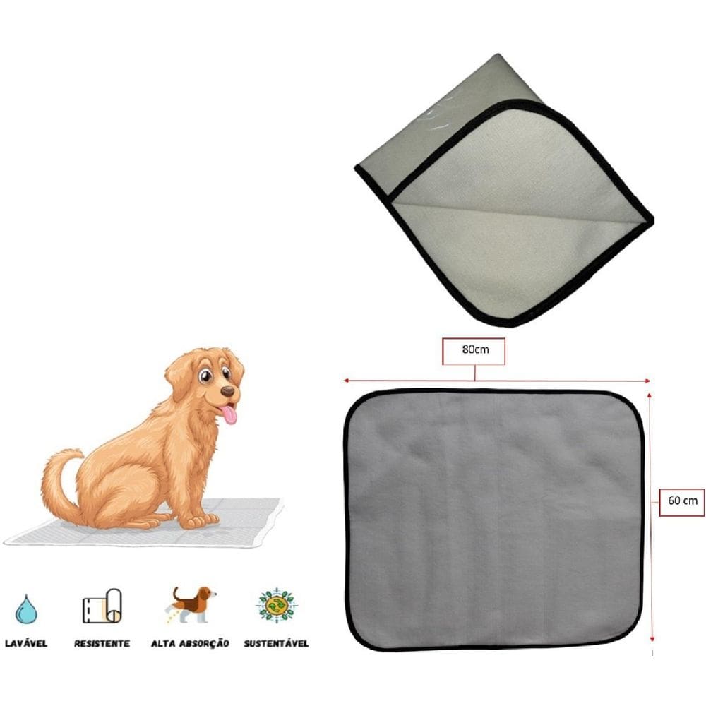Tapete Lavável Higiênico Pet, Tam M, 60X80 Cm, 10 Unidades