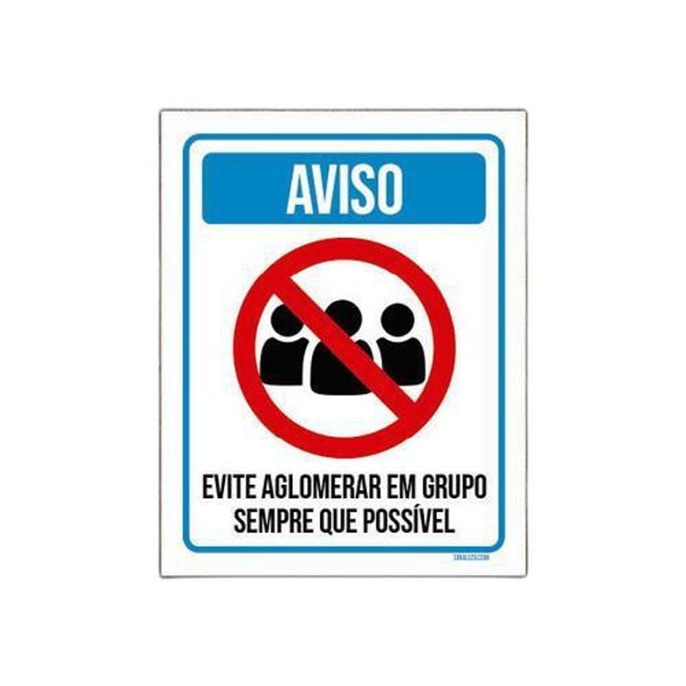 Kit 10 Placas Distanciamento Social Aviso Evite Aglomerar