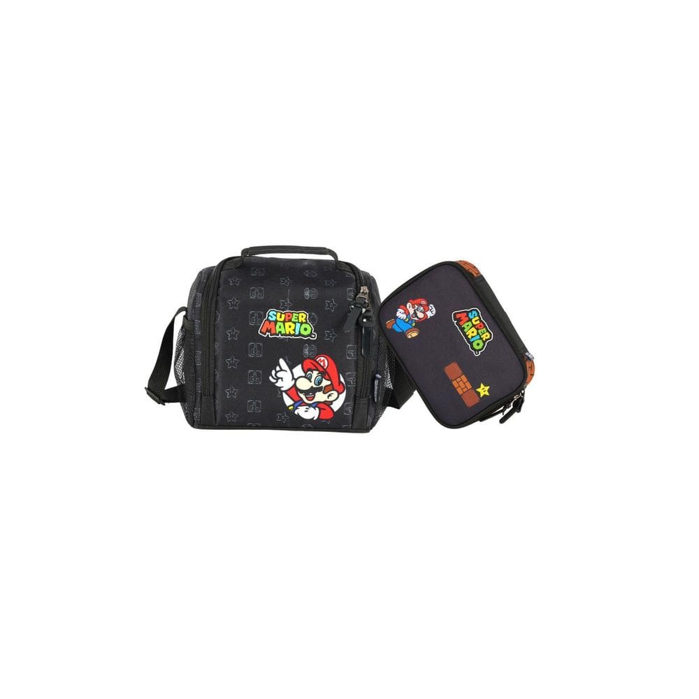 Kit Luxo Super Mario Lancheira Térmica+Estojo Box - Marrom