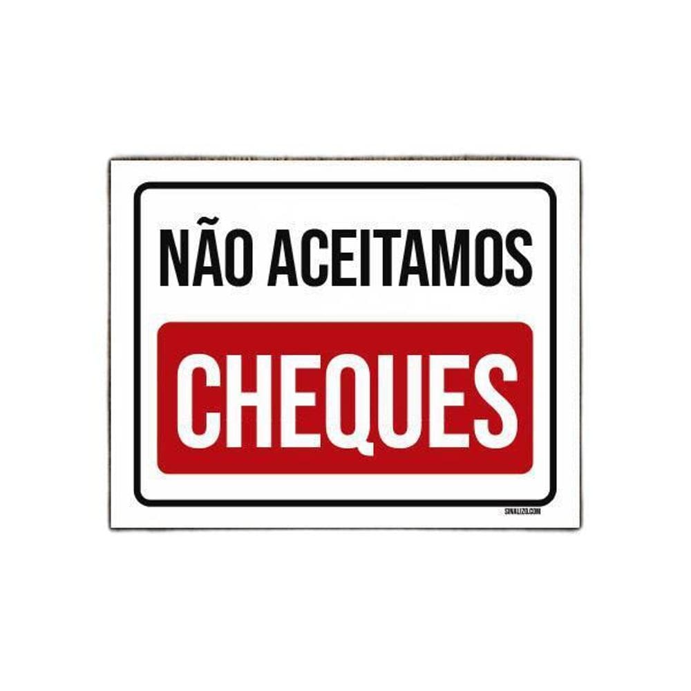 Placa Sinalização Não Aceitamos Cheques 36X46