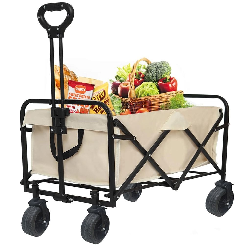 Carrinho Vagao Utilitario Dobravel Carga Roda Grande Capacidade Caçamba Armazenamento Terreno Jardim Mudança Acampamento Multiuso Resistente