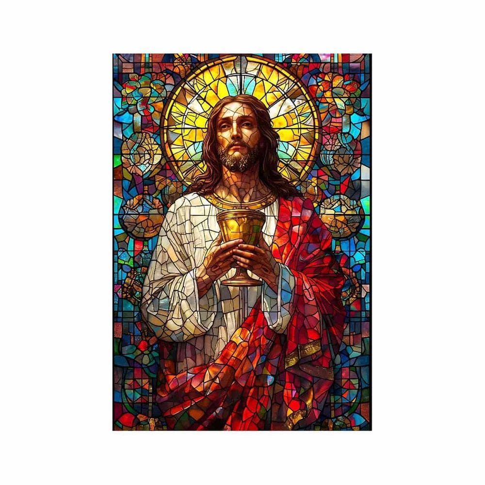 Painel Jesus Vitral Para Quadro Somente Tecido 1,00M X 1,50M