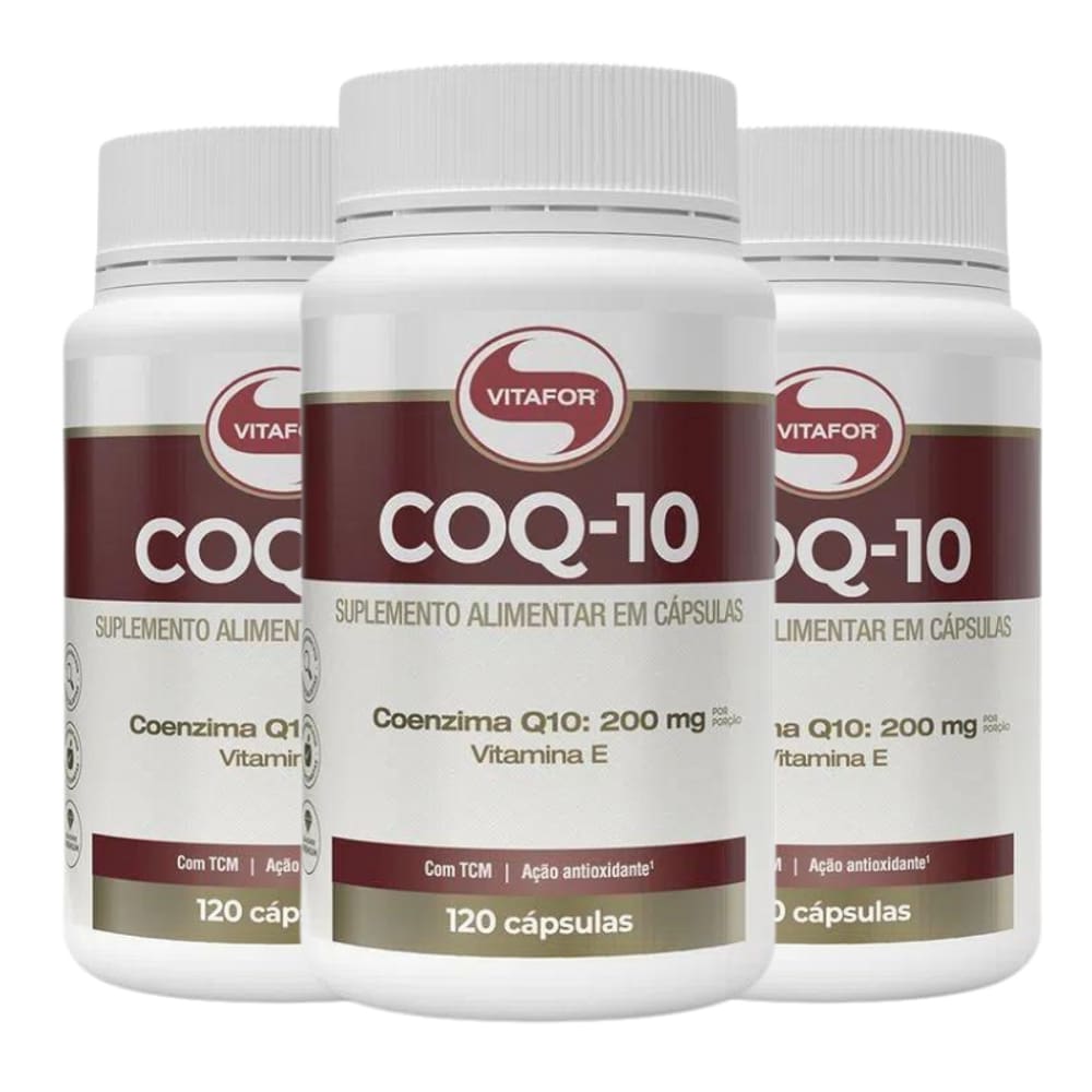 kit Coenzima Q10 200mg (120 Caps) Vitafor 3 unidades
