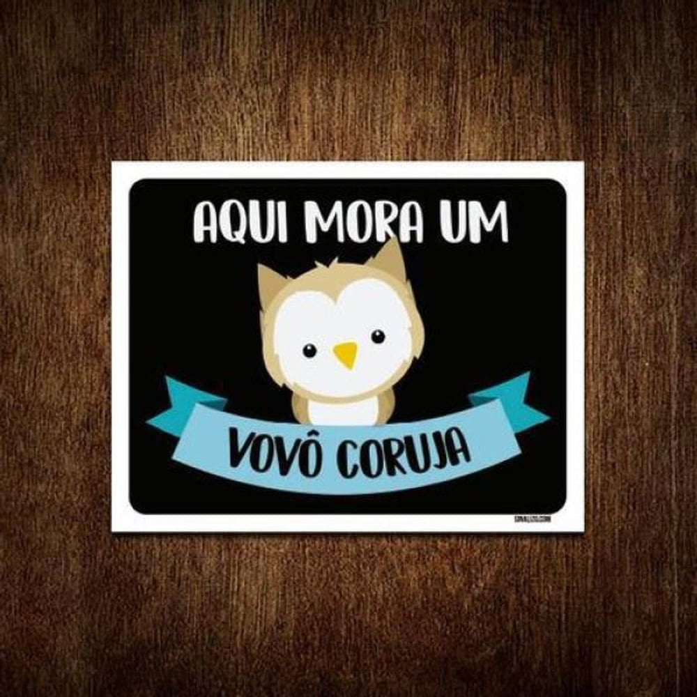 Placa Decorativa Aqui Mora Um Vovô Coruja 18X23