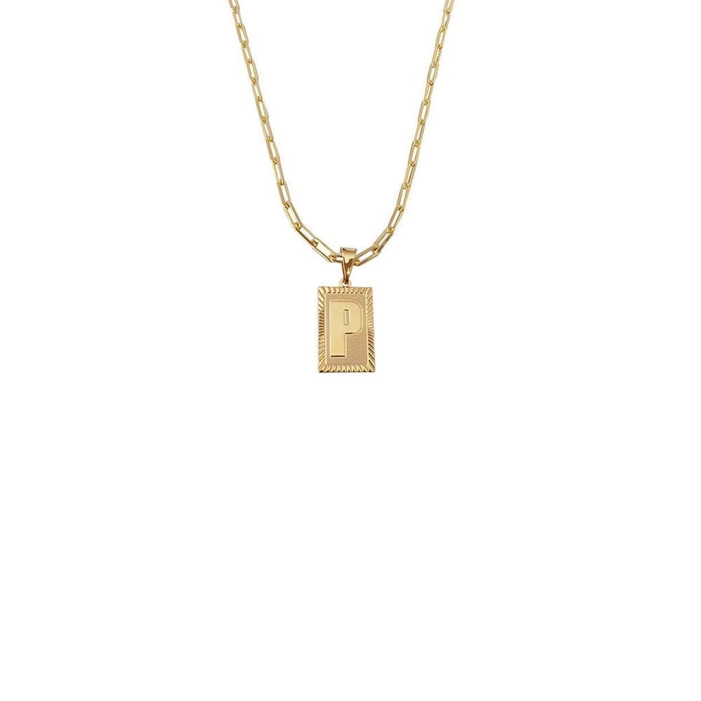 Cordão 50Cm Masculino Feminino Pingente Letra P Banhado Ouro