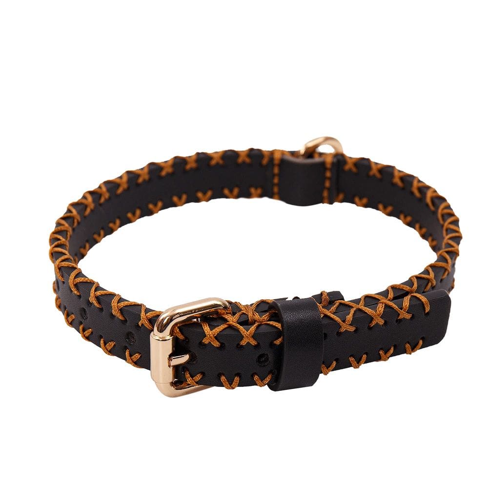 Coleira para animais de estimação Scotch & Co Leather Fiber Leather Black-Tan XS