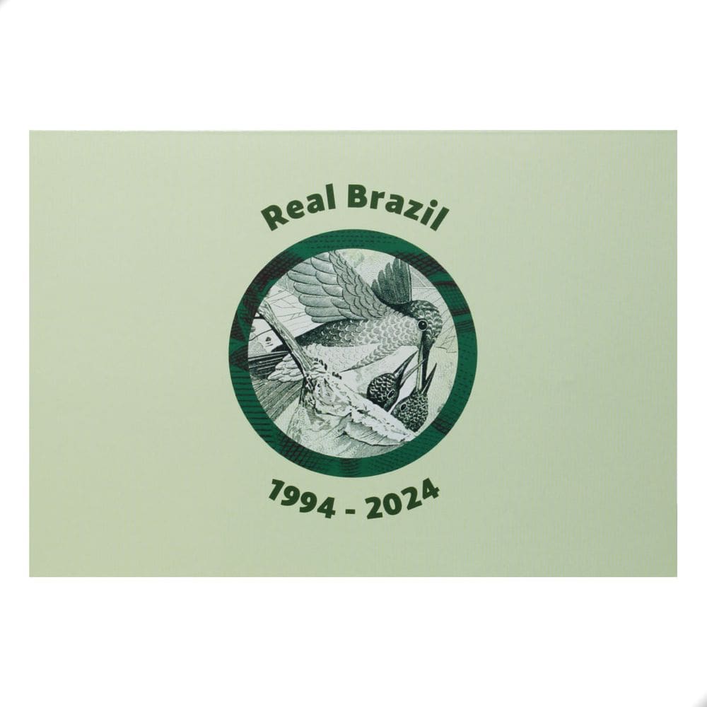 Folder Encarte para Cédula de 1 Real Brazil 1994-2024 Beija-Flor