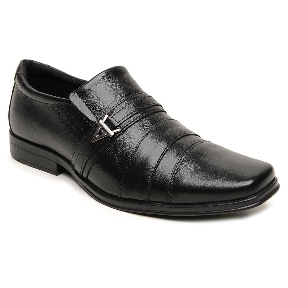 Sapato Social Masculino Couro Moderno Bico Quadrado Conforto