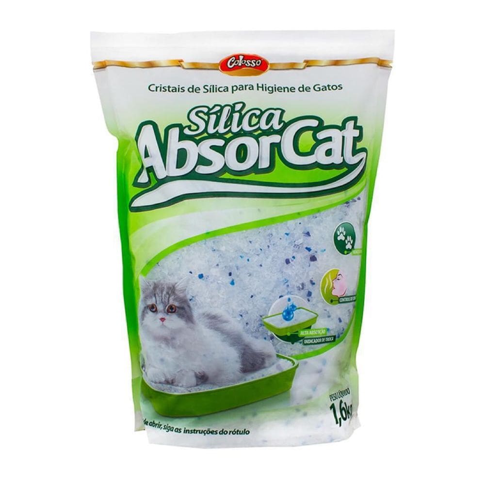 Cristais De Sílica P/Higiene De Gatos Absorcat 1,6 Kg Colos