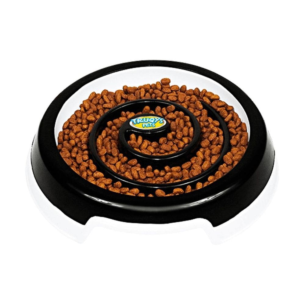 Comedouro Lento Slow Food Truqys Pets Cães E Gatos Preto M