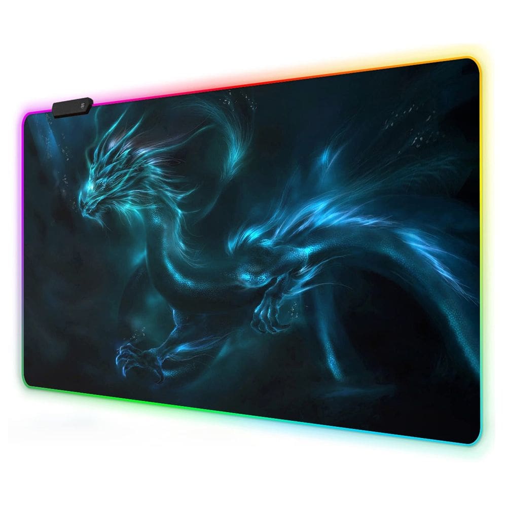 Mouse pad para jogos RGB Meffort Inc Large LED Blue Dragon