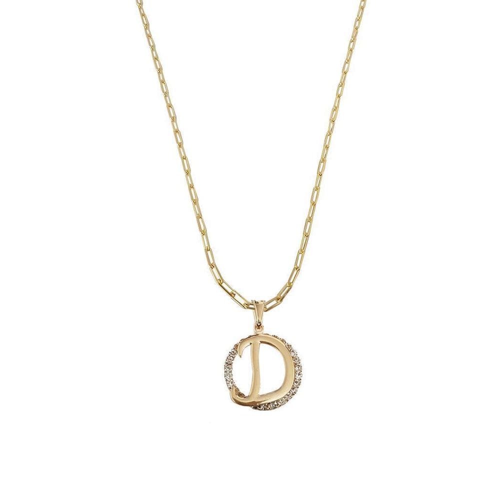 Colar Corrente 50 Cm Feminina Pingente Letra D Banhado Ouro