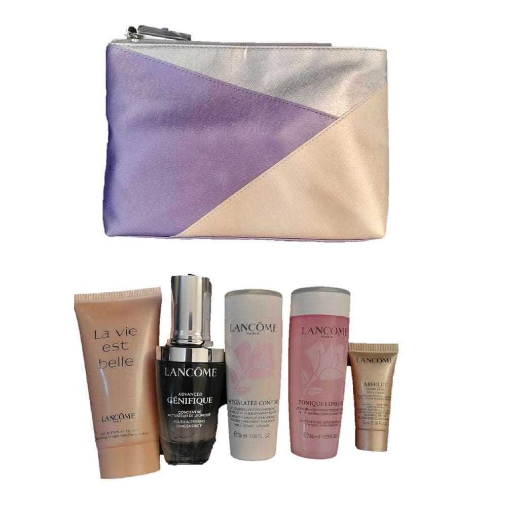 Necessaire Com Produtos Faciais E De Maquiagem Prata/Lilás