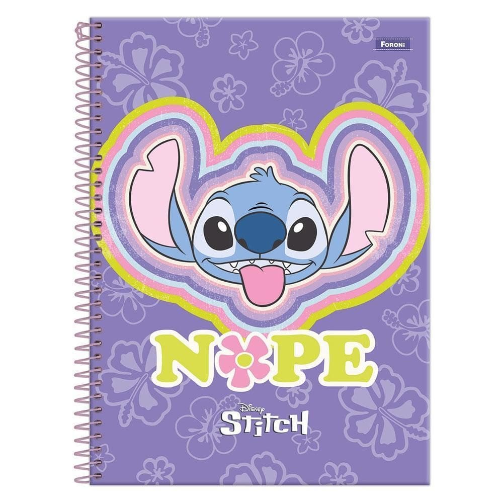 Caderno Univ 10 Matérias 160Fls Stitch Roxo Nope Foroni