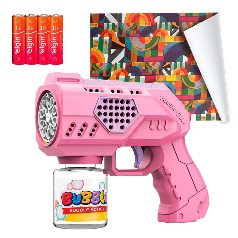 Artigo Brinquedo Lançador Bolhas De Sabão - Rosa