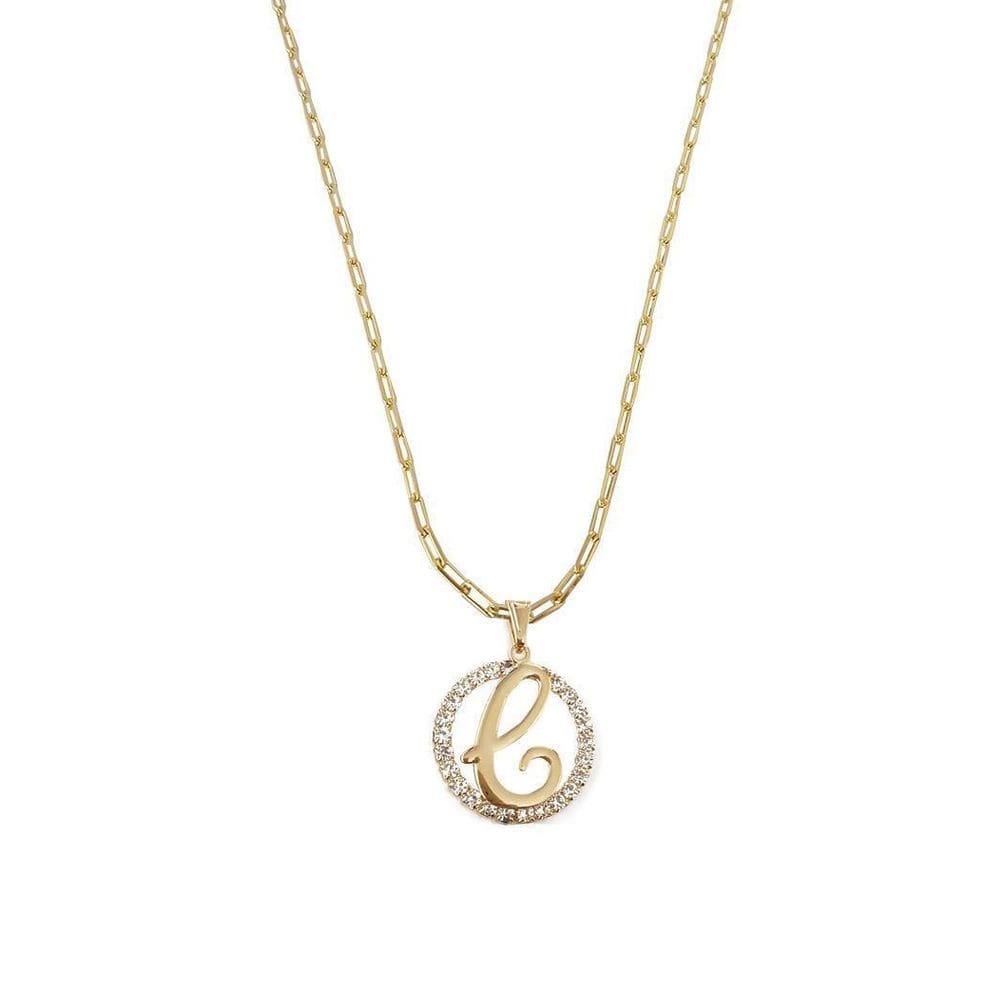 Colar Corrente 50 Cm Feminina Pingente Letra C Banhado Ouro