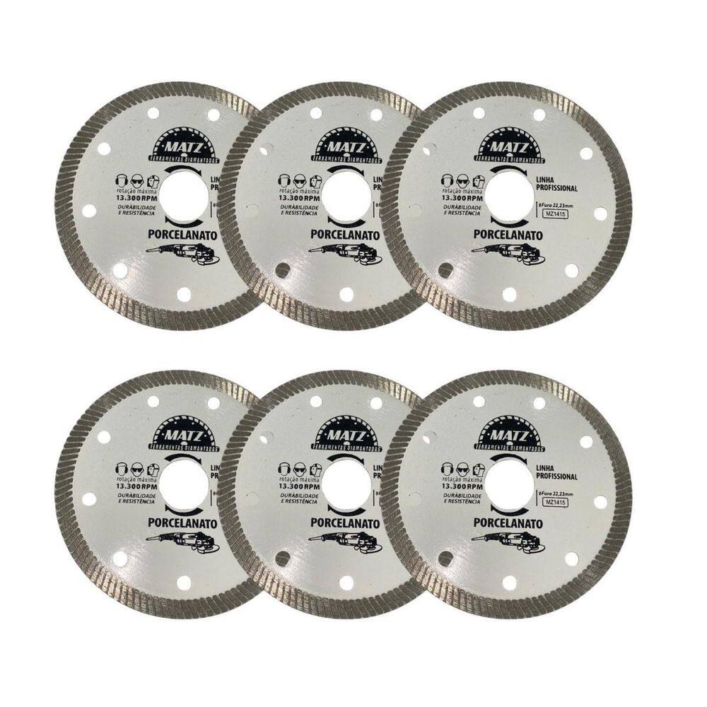 Kit 6 Disco Corte Turbo Porcelanato 110Mm X 22,23Mm Matz