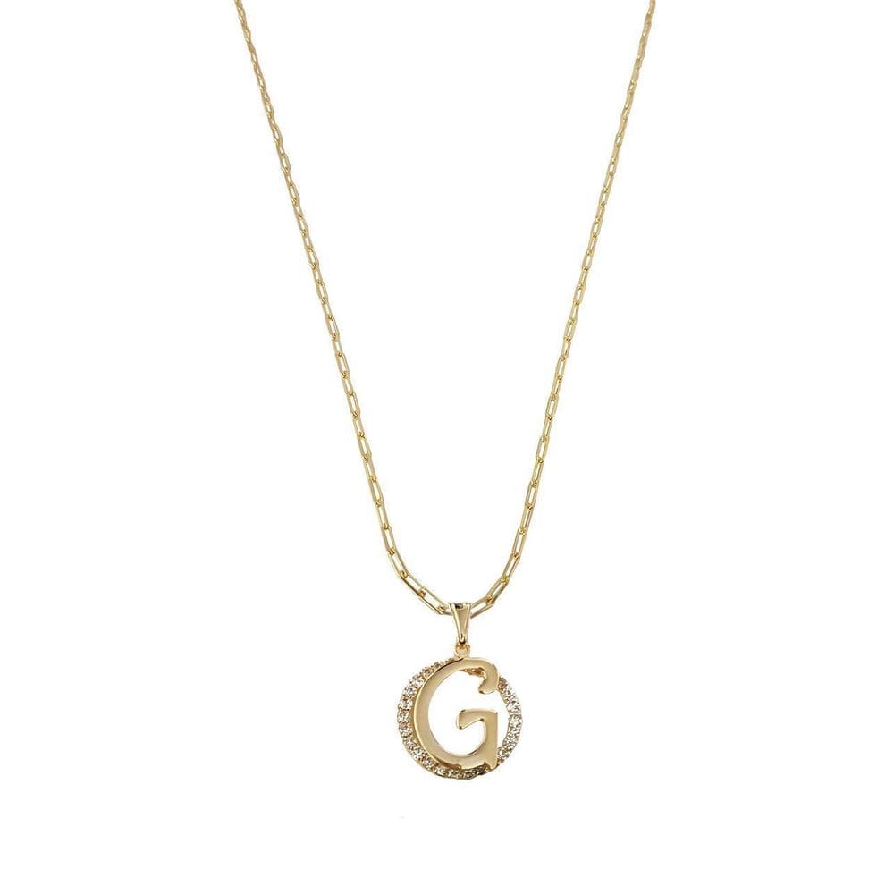 Colar Corrente 50 Cm Feminina Pingente Letra G Banhado Ouro