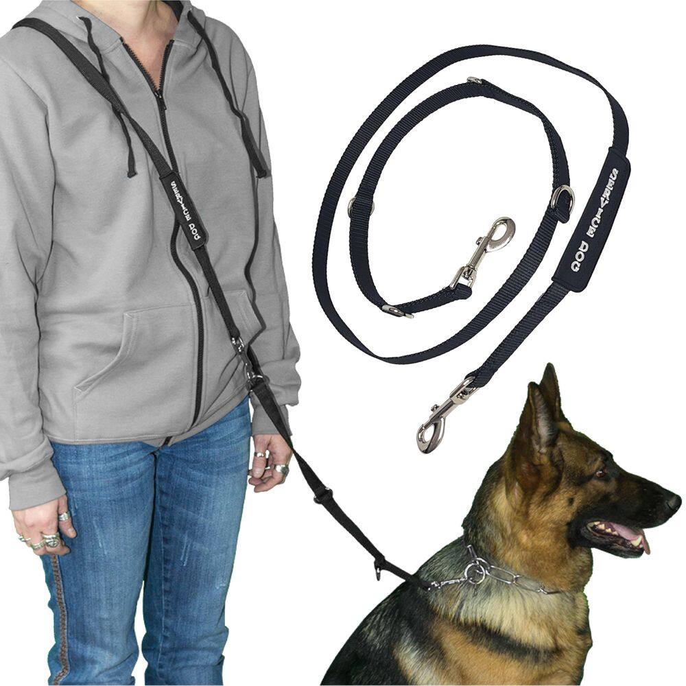 Coleira para cães Hands Free ActiveDogs Crossbody 2 m de nylon preta