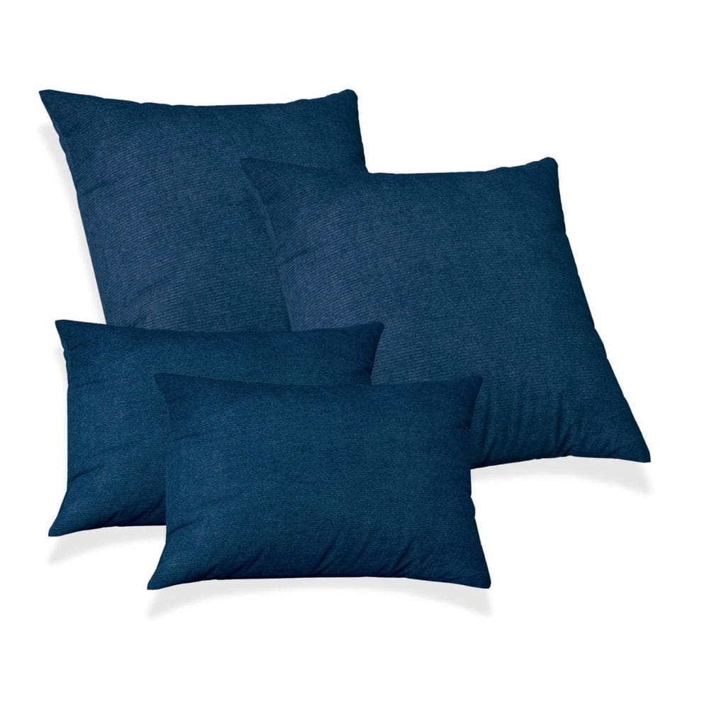 2 Capas De Almofadas 50X50 + 2 Capa 30X50Cm Glamour Azul