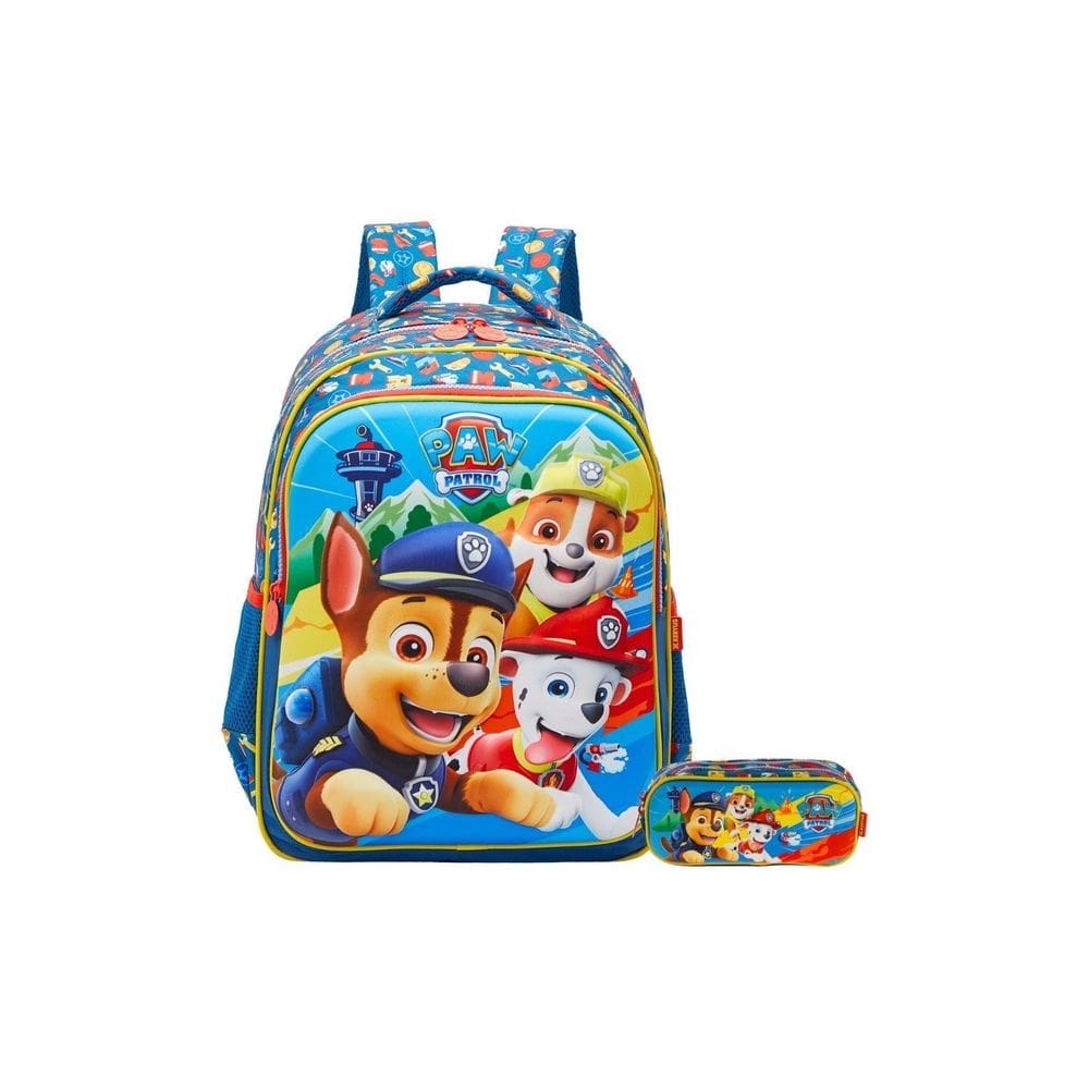 Kit Escolar Mochila Costas+Estojo Duplo Patrulha Canina