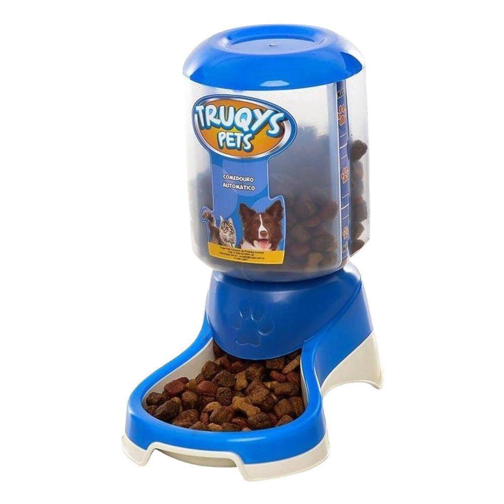 Comedouro Pet Automático Galão 1Kg Truqys Pets Azul