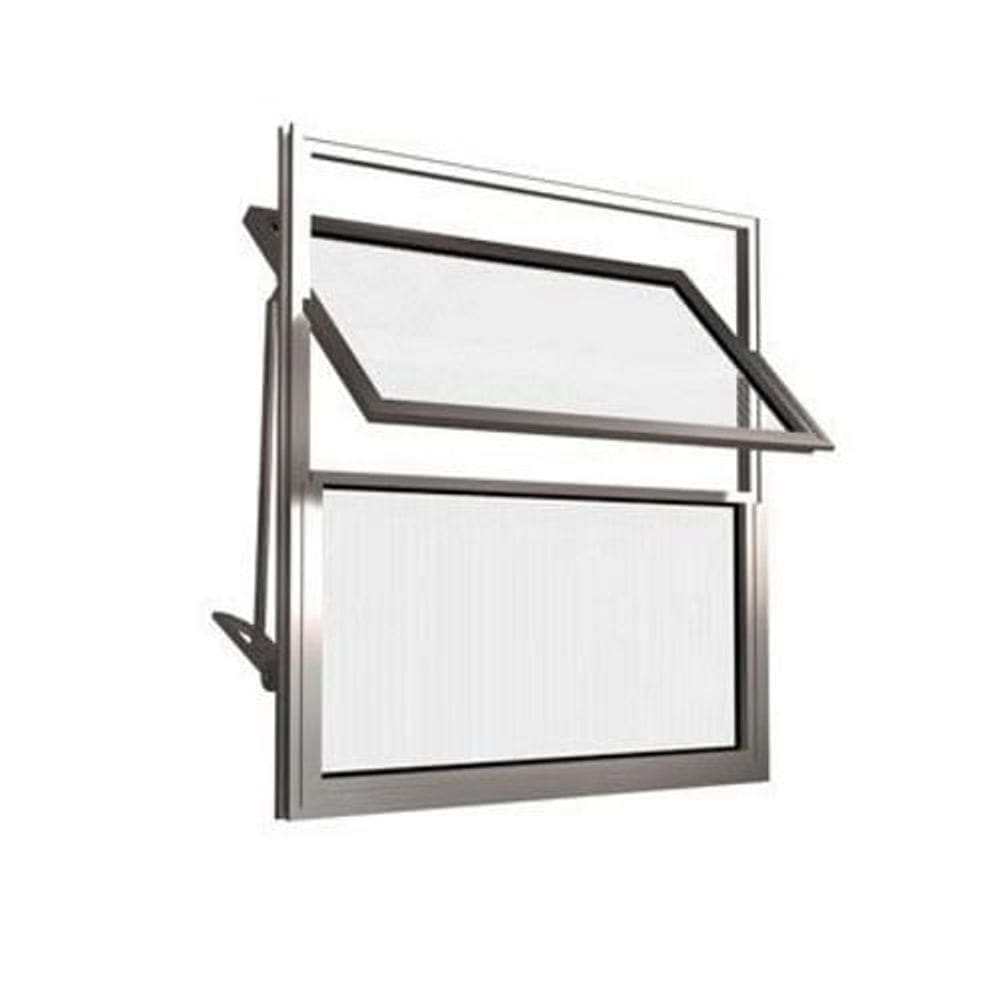 Janela Aluminio Basculante Natural Vidro Liso 0,60X0,40M 2FLS