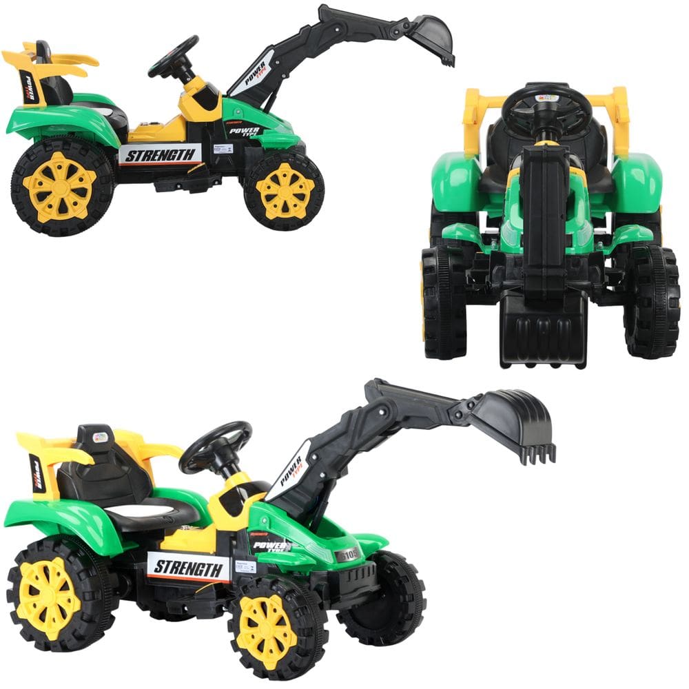 Mini Escavadeira Elétrica Infantil 6V Baby Style Verde Até 25Kg Diversão Segurança e Design Realista para Crianças a partir de 3 Anos