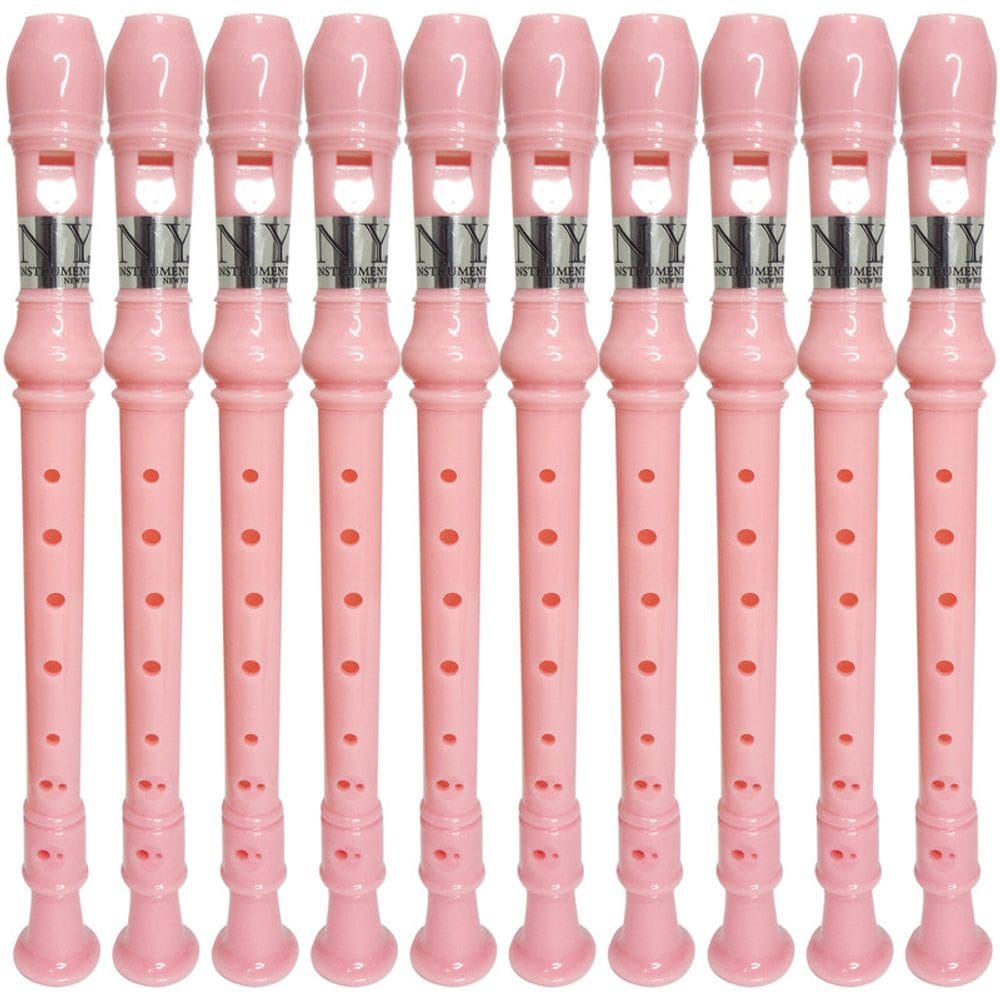 Kit 15 Flautas Doce Germânica Rosa Claro FL 20G New York