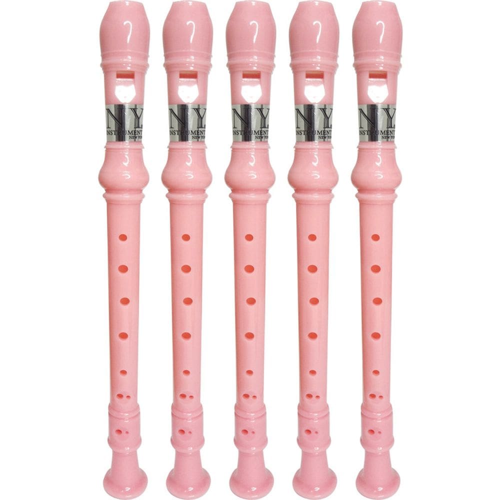 Kit 5 Flautas Doce Germânica Rosa Claro FL 20G New York