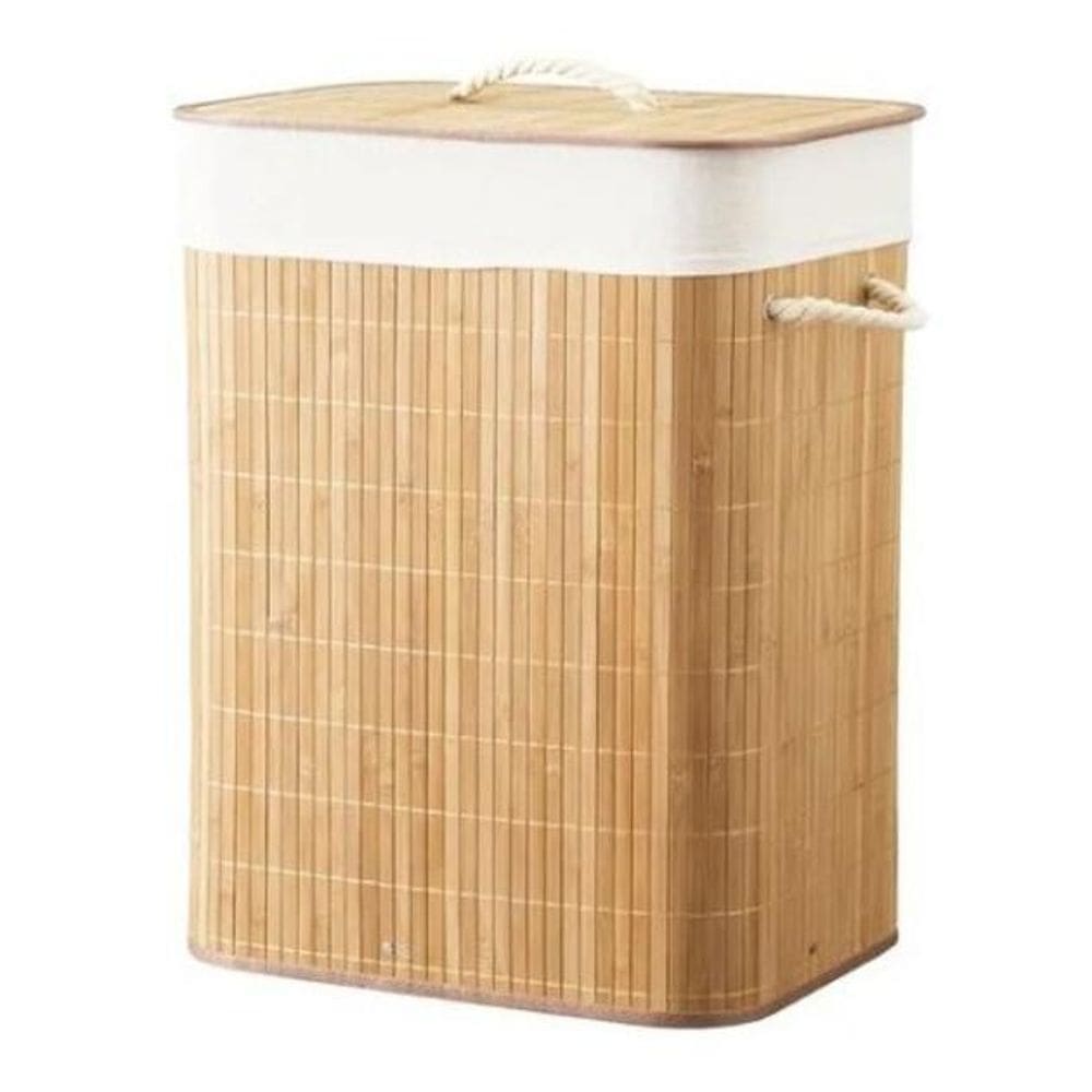 Cesto de Bambu com Forração - Prático - 40x30x50 cm