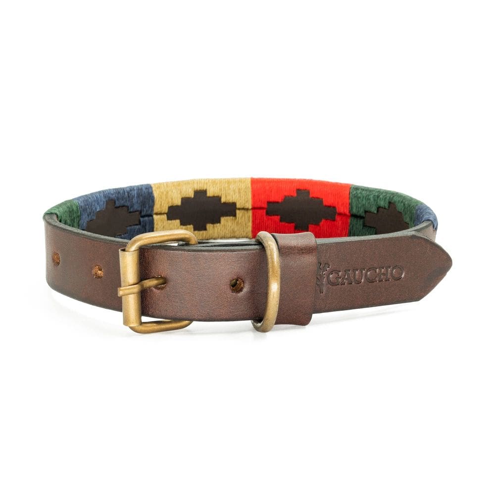 Coleira para cães GauchoLife Polo de couro costurada à mão, sobrancelha média
