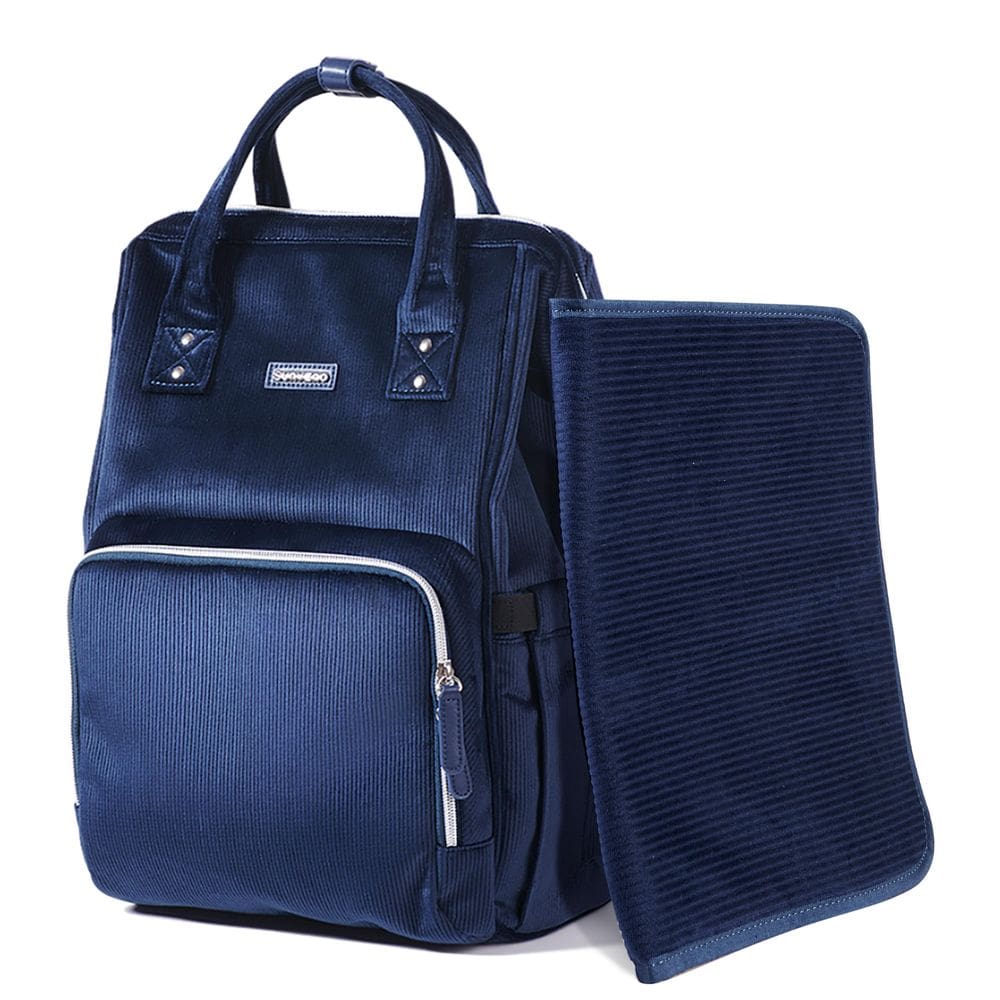Mochila para fraldas SUNVENO Velvet Stitching azul impermeável