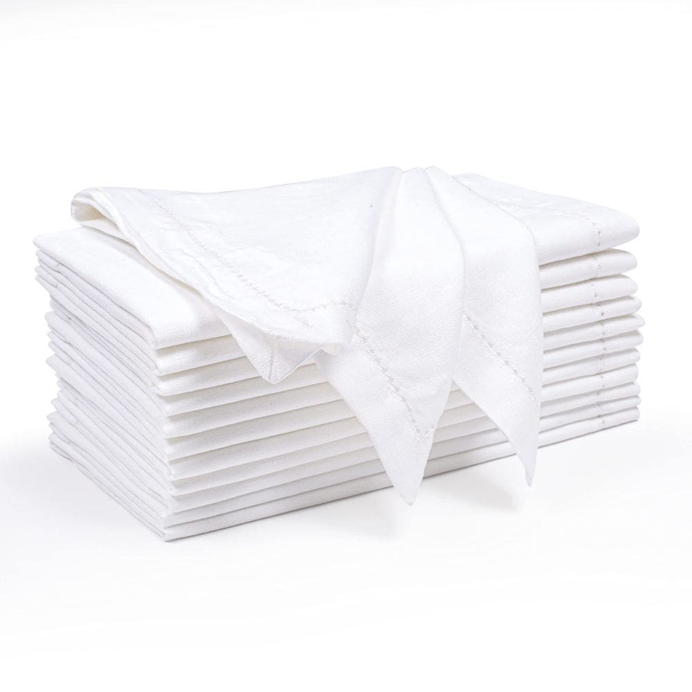 Conjunto de 12 guardanapos de jantar de tecido de linho de algodão 45x45cm White Ram