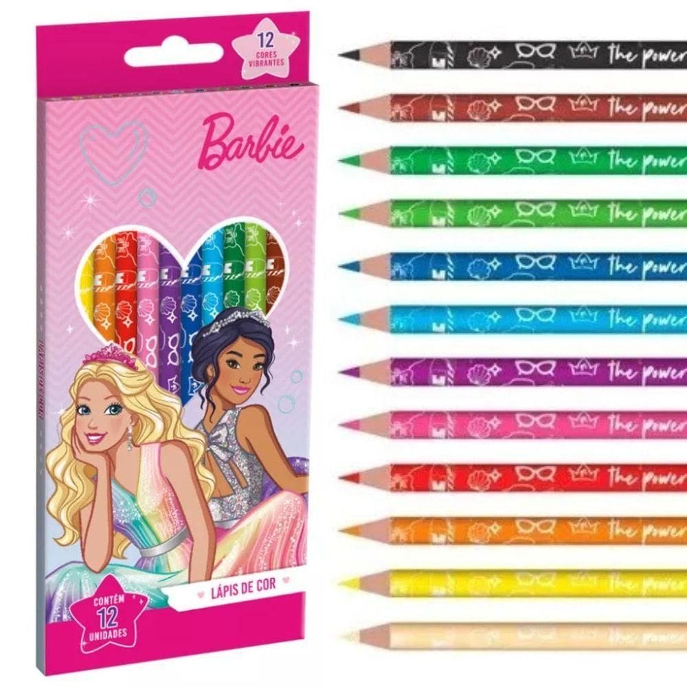 Lápis De Cor Barbie - Sextavado - 12 Cores - 643557 - Tris